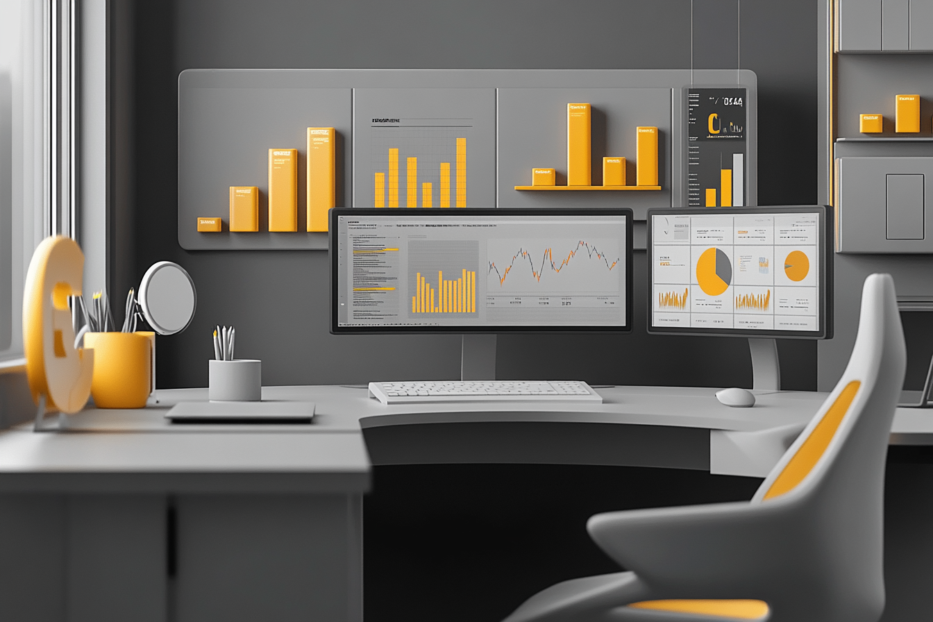 3D visualization of futuristic financial graph representing digital market trends