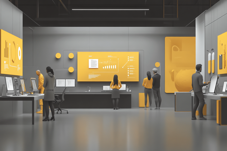 Futuristic office with a diverse team collaborating on digital marketing strategies and innovative projects