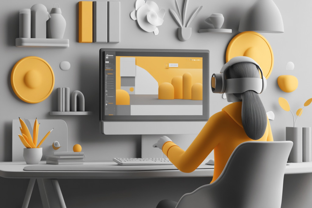 Modern digital-first home office setup with advanced technology and sleek design Modern digital-first home office setup with advanced technology and sleek design