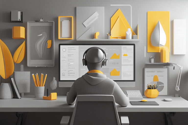 Modern digital-first home office setup with sleek furniture and advanced technology